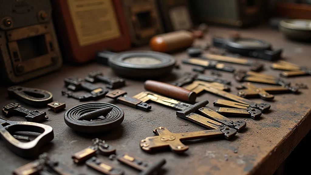 Accordion parts on a workbench
