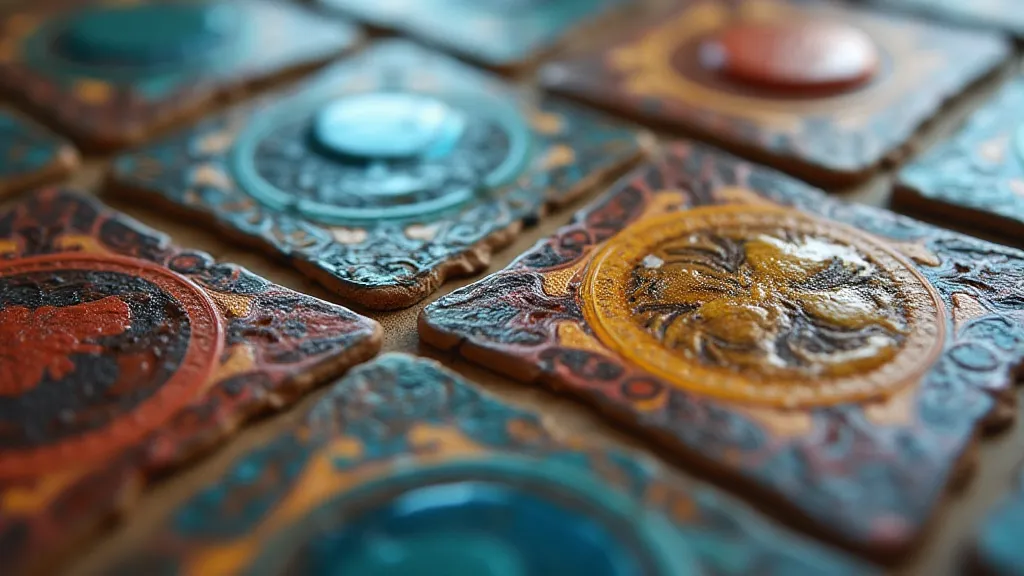 Close-up of colorful Azul game tiles