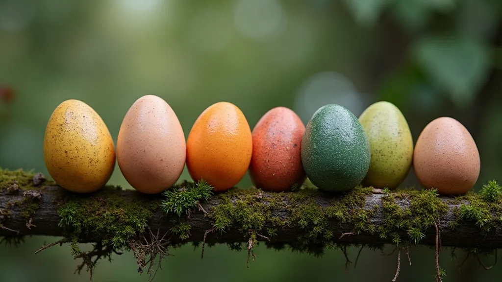 Collection of colorful bird eggs