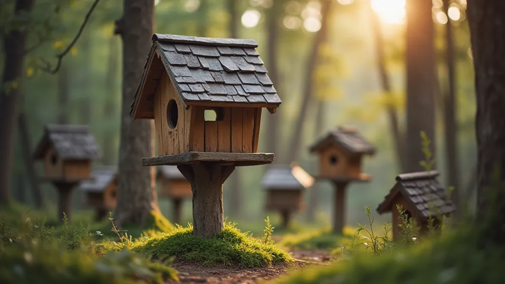 Bird feeder and birdhouses