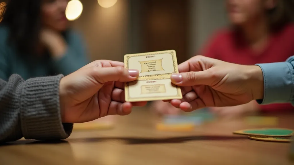 Two hands exchanging resource cards during a Catan game.