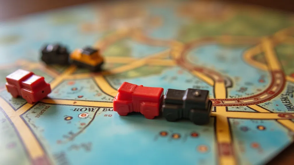Ticket to Ride game board with claimed routes.