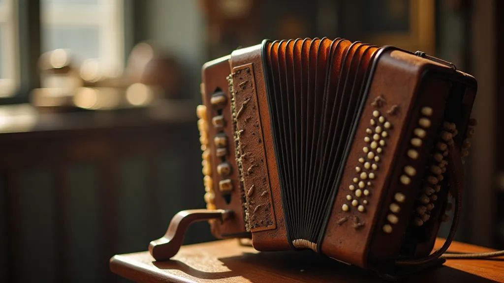 Vintage accordion on display