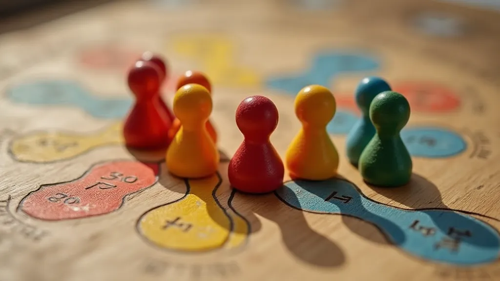 Wooden meeples on a game board